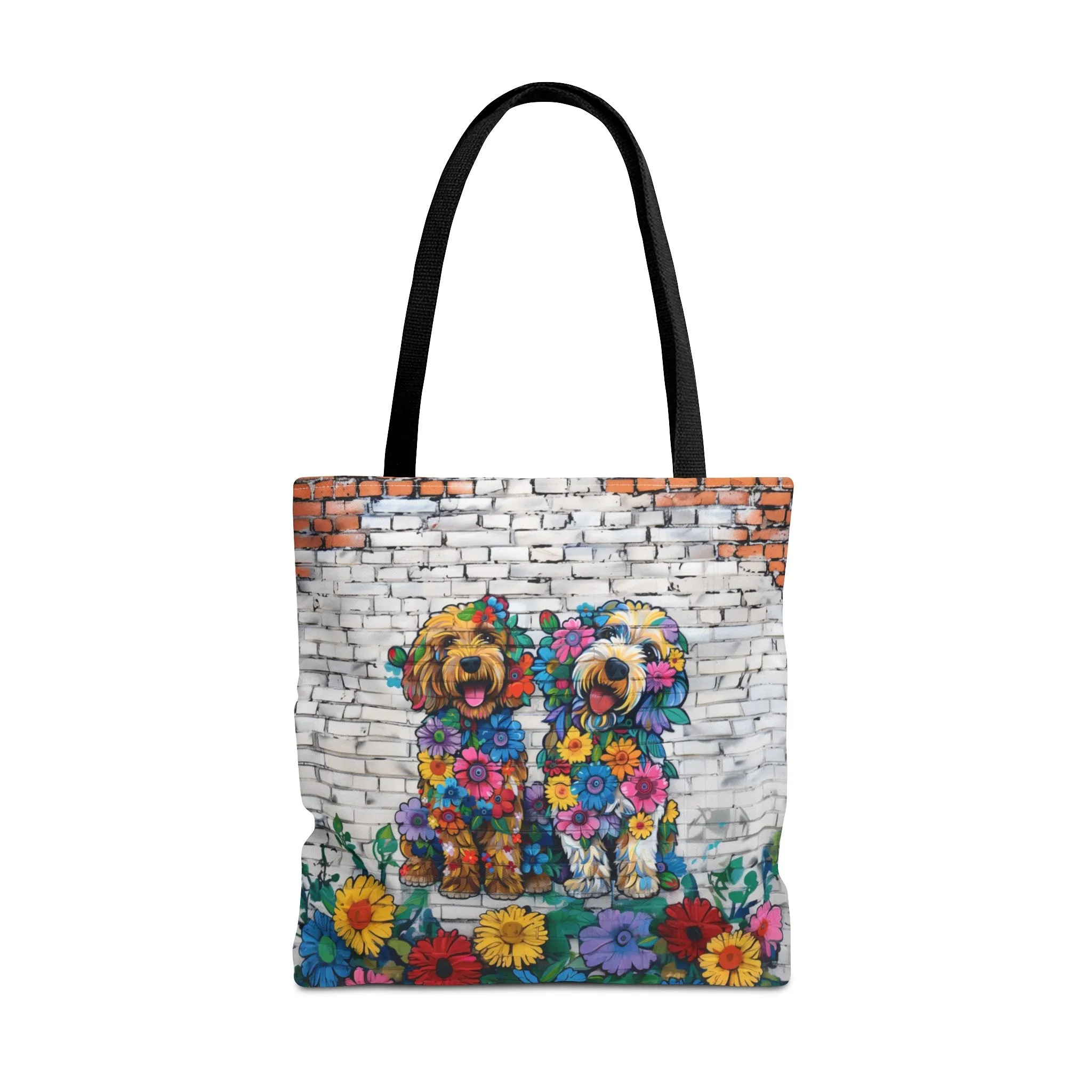 Golden Doodle Original Edgy Floral Dog Art Themed Tote Bag