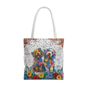 Golden Doodle Original Edgy Floral Dog Art Themed Tote Bag
