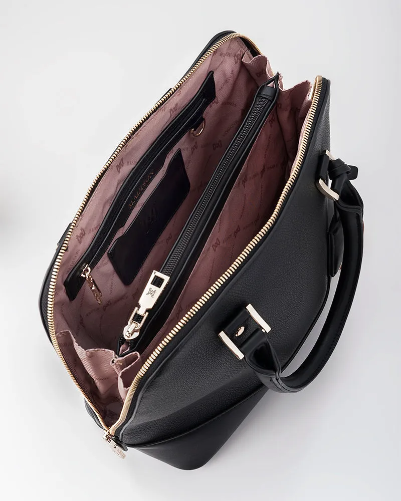 Grace Medium Dome Satchel Bag   Metallic Stripe Bag Strap