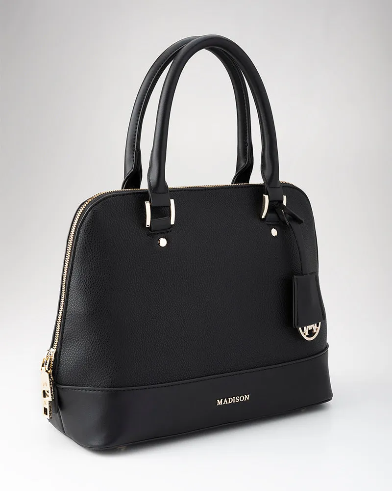 Grace Medium Dome Satchel Bag   Metallic Stripe Bag Strap