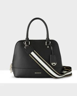 Grace Medium Dome Satchel Bag   Metallic Stripe Bag Strap