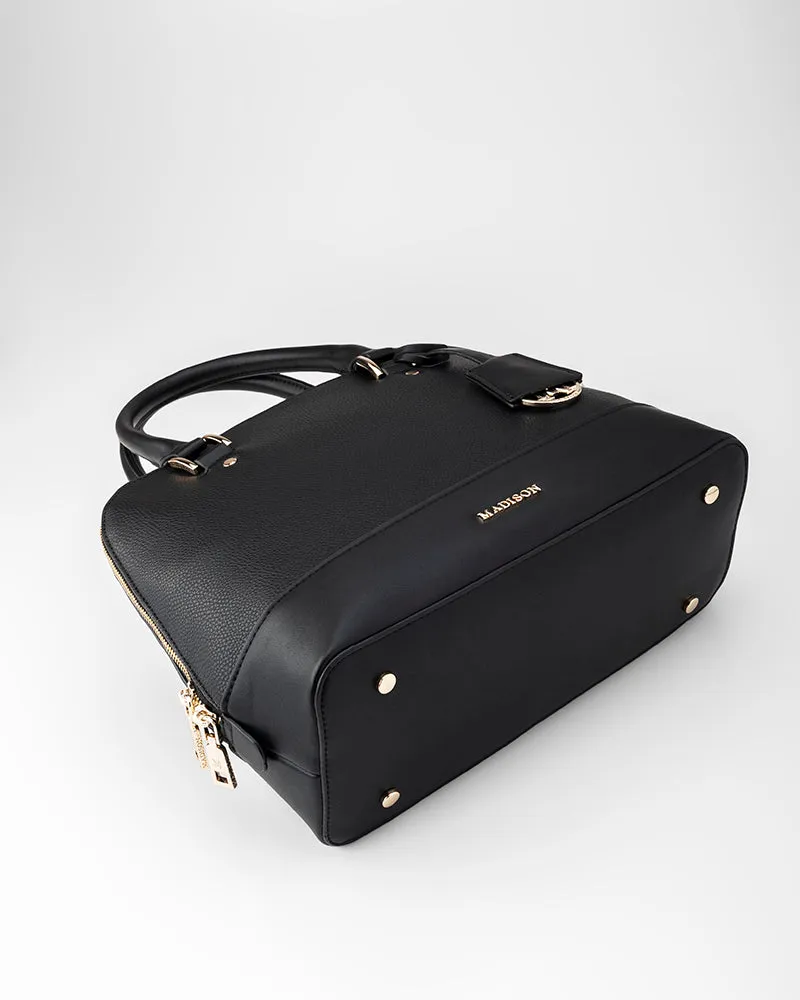 Grace Medium Dome Satchel Bag   Metallic Stripe Bag Strap