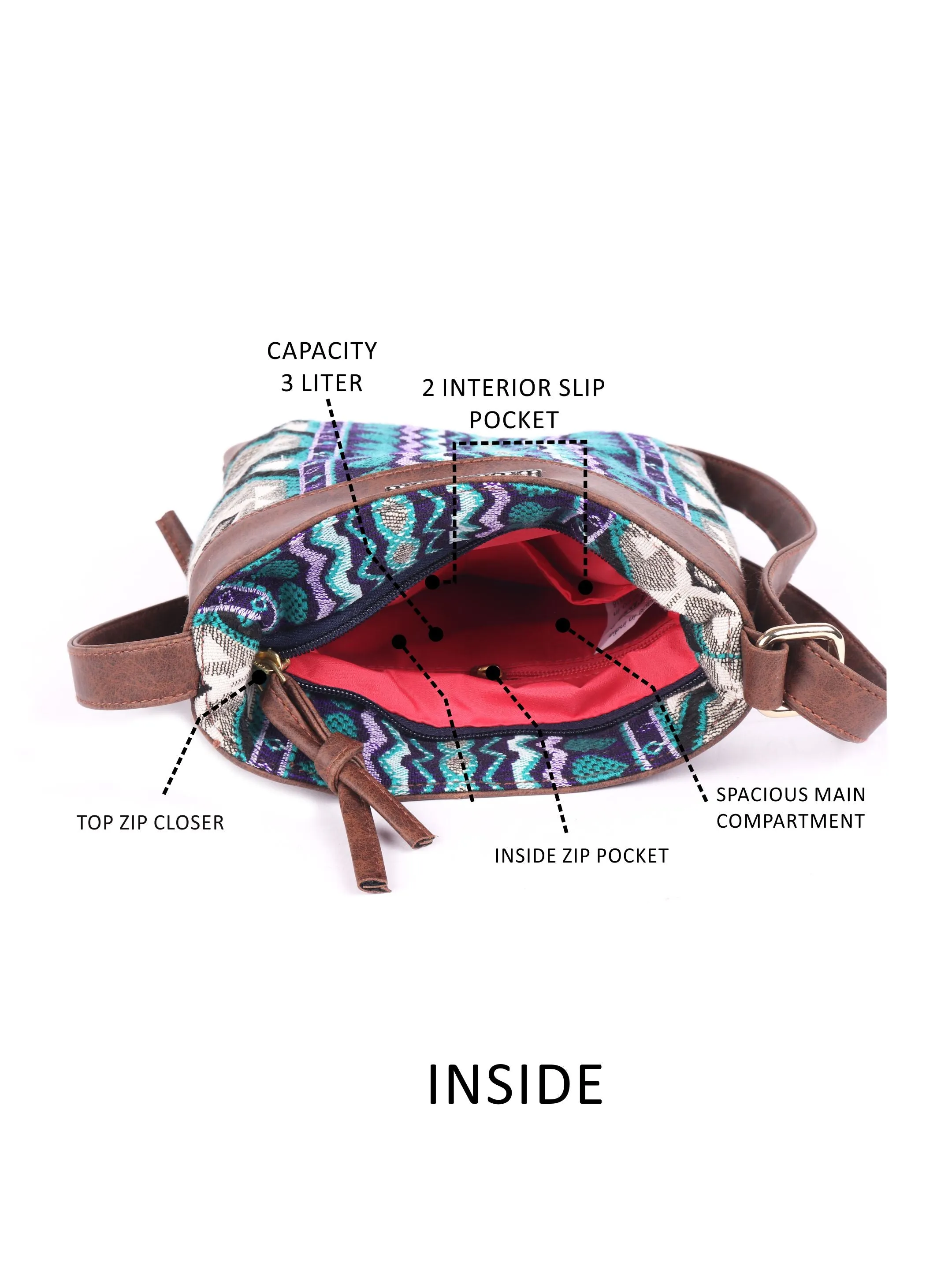 Green Blue Womens Sling Bag Small Size
