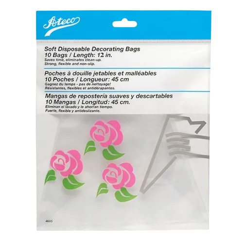 HIC Soft Disposable Non-Slip Pastry Bag 12" Clear Plastic
