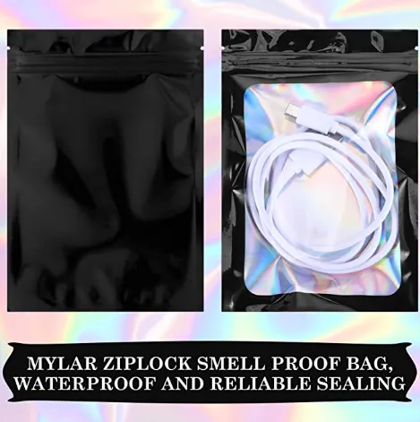 Holographic Resealable Bags 10x15cm Clear Window 10pack