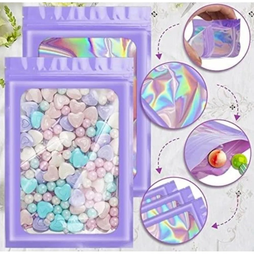 Holographic Resealable Bags 10x15cm Clear Window 10pack
