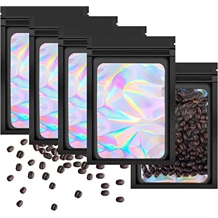 Holographic Resealable Bags 10x15cm Clear Window 10pack