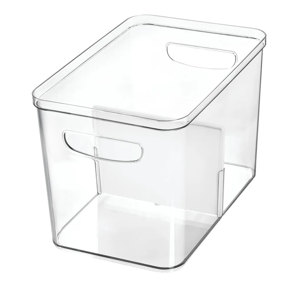 iDesign Crisp Divided Bin Recycled Plastic, Clear and Matte White