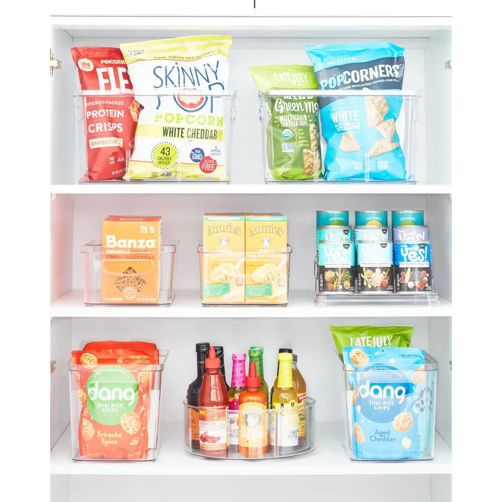 iDesign Crisp Divided Bin Recycled Plastic, Clear and Matte White