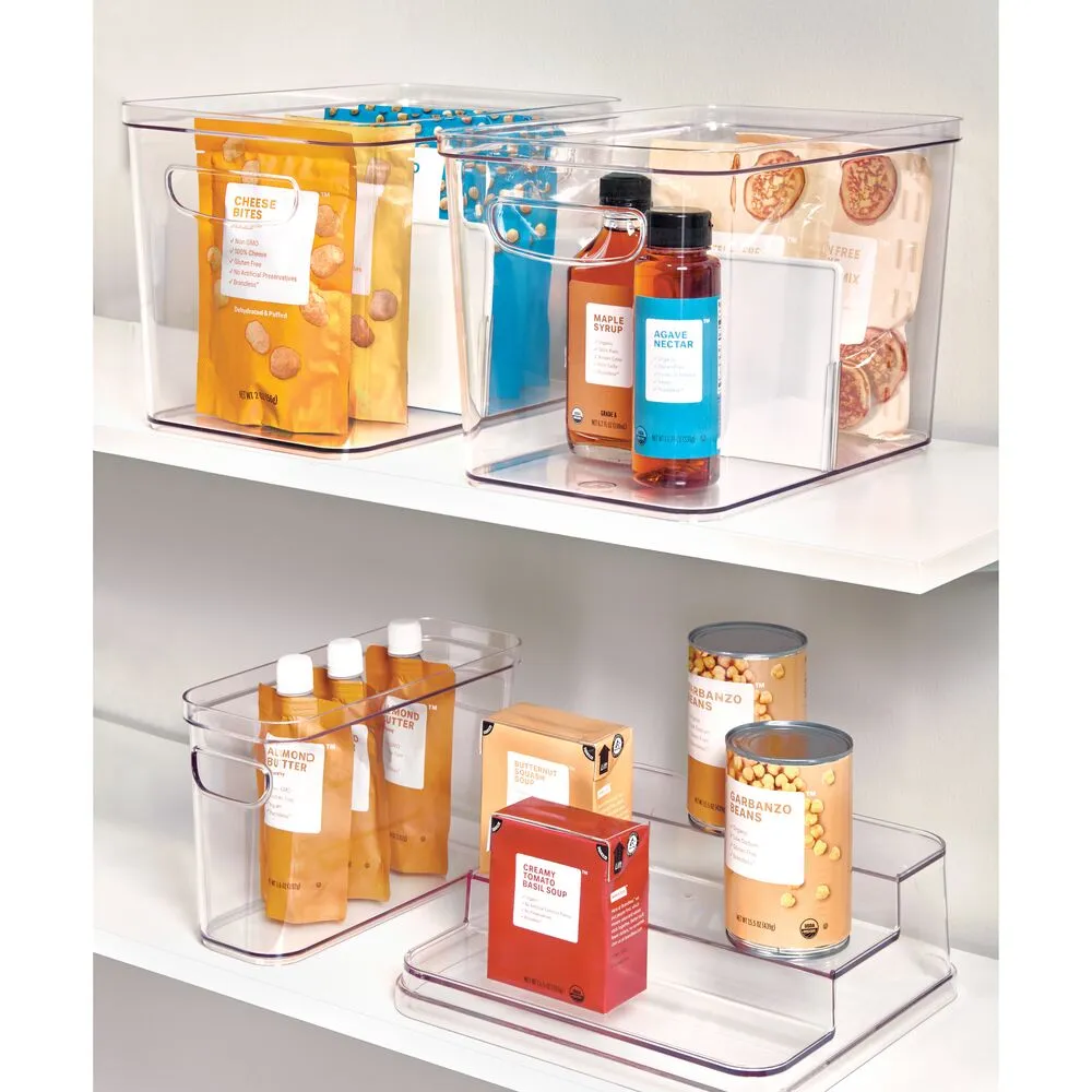 iDesign Crisp Divided Bin Recycled Plastic, Clear and Matte White