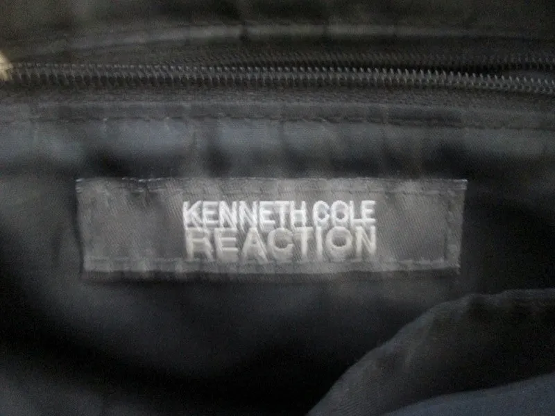 KENNETH COLE REACTION leather handbag shoulder barrel Tote bag Satchel BLACK