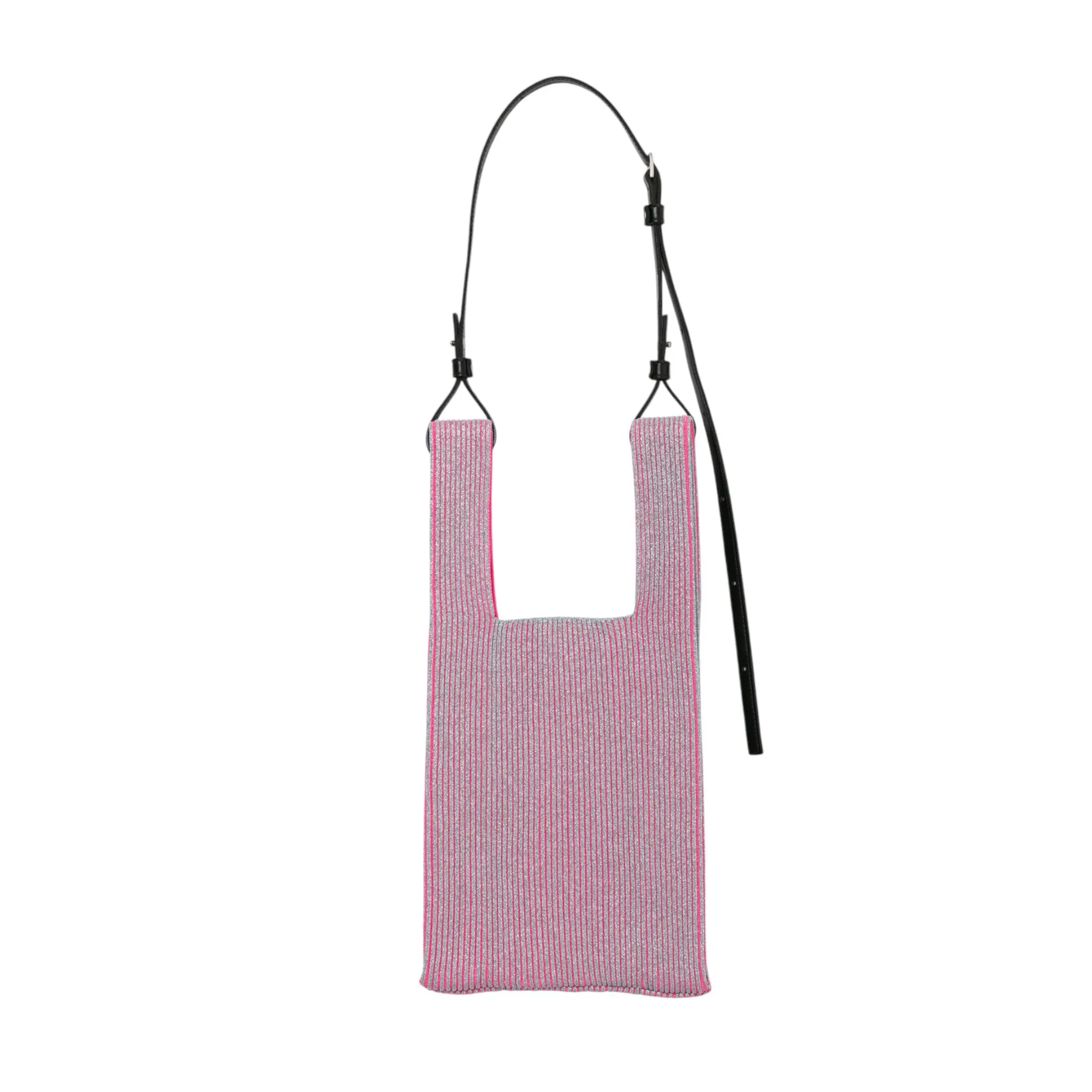 KYOTO METALLIC MARKET BAG SMALL / SILVER x NEON PINK