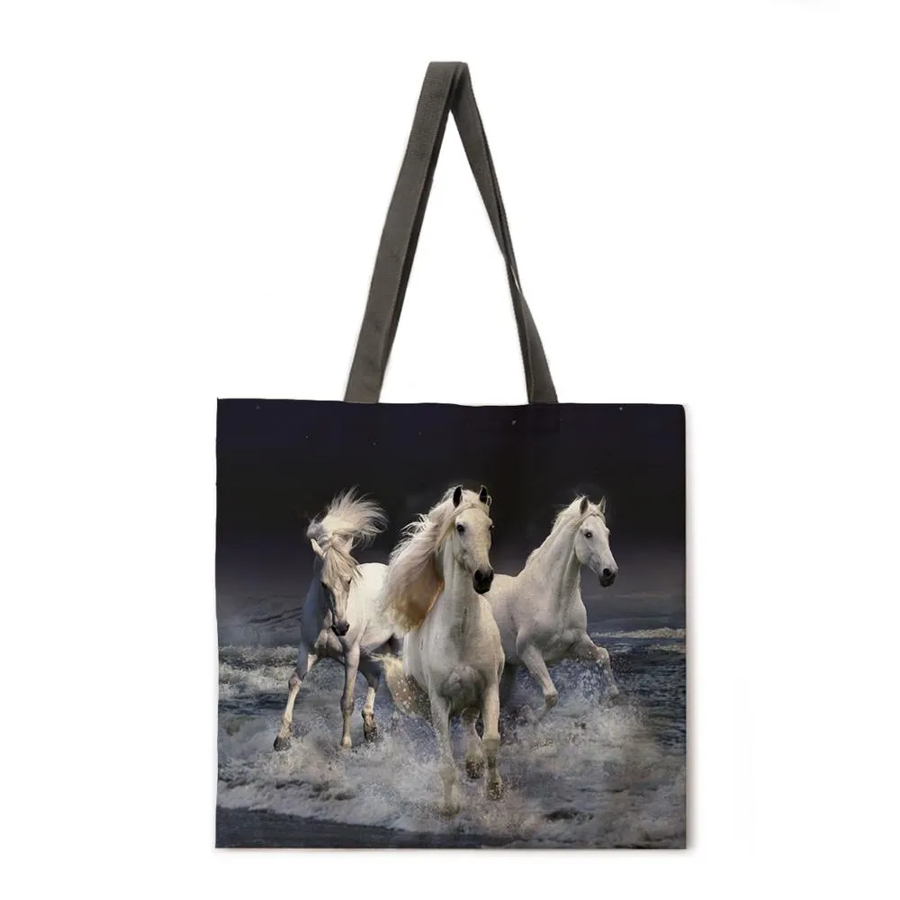 Ladies Shoulder Bags Mercedes-Benz Steeds Tote Bags Foldable Shopping Bags Reusable Beach Bags Flax Tote Bags Casual Tote Bags