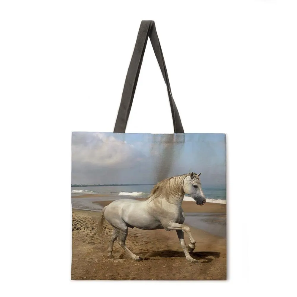Ladies Shoulder Bags Mercedes-Benz Steeds Tote Bags Foldable Shopping Bags Reusable Beach Bags Flax Tote Bags Casual Tote Bags