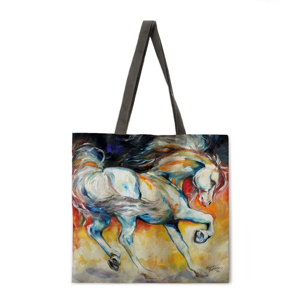 Ladies Shoulder Bags Mercedes-Benz Steeds Tote Bags Foldable Shopping Bags Reusable Beach Bags Flax Tote Bags Casual Tote Bags