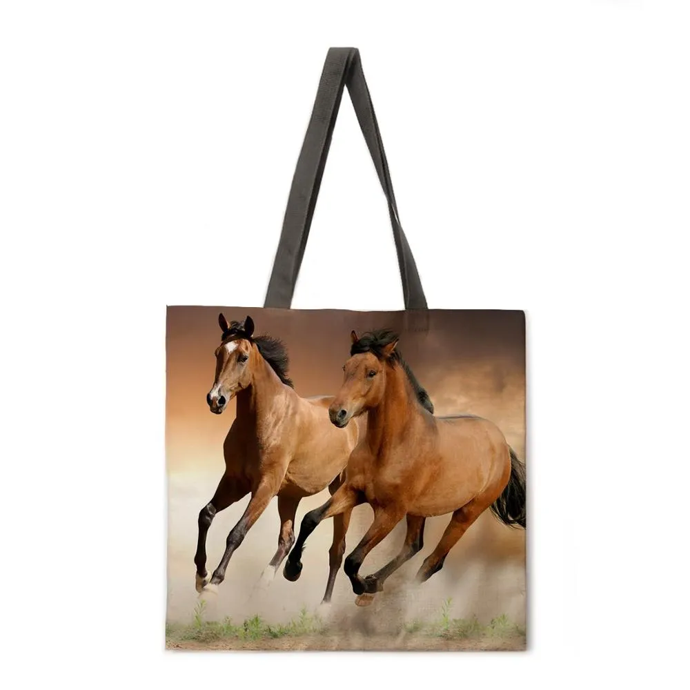 Ladies Shoulder Bags Mercedes-Benz Steeds Tote Bags Foldable Shopping Bags Reusable Beach Bags Flax Tote Bags Casual Tote Bags