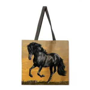 Ladies Shoulder Bags Mercedes-Benz Steeds Tote Bags Foldable Shopping Bags Reusable Beach Bags Flax Tote Bags Casual Tote Bags