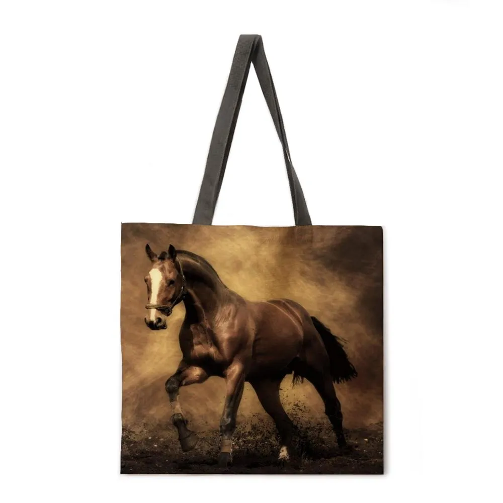 Ladies Shoulder Bags Mercedes-Benz Steeds Tote Bags Foldable Shopping Bags Reusable Beach Bags Flax Tote Bags Casual Tote Bags