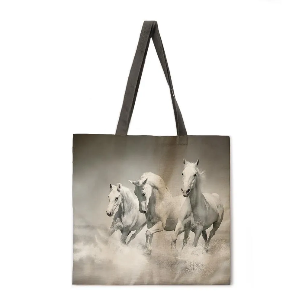 Ladies Shoulder Bags Mercedes-Benz Steeds Tote Bags Foldable Shopping Bags Reusable Beach Bags Flax Tote Bags Casual Tote Bags