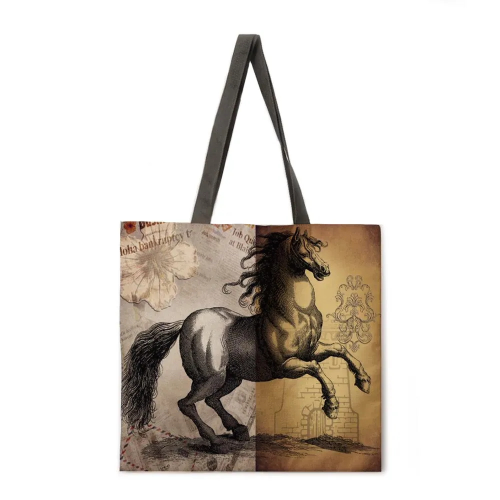 Ladies Shoulder Bags Mercedes-Benz Steeds Tote Bags Foldable Shopping Bags Reusable Beach Bags Flax Tote Bags Casual Tote Bags