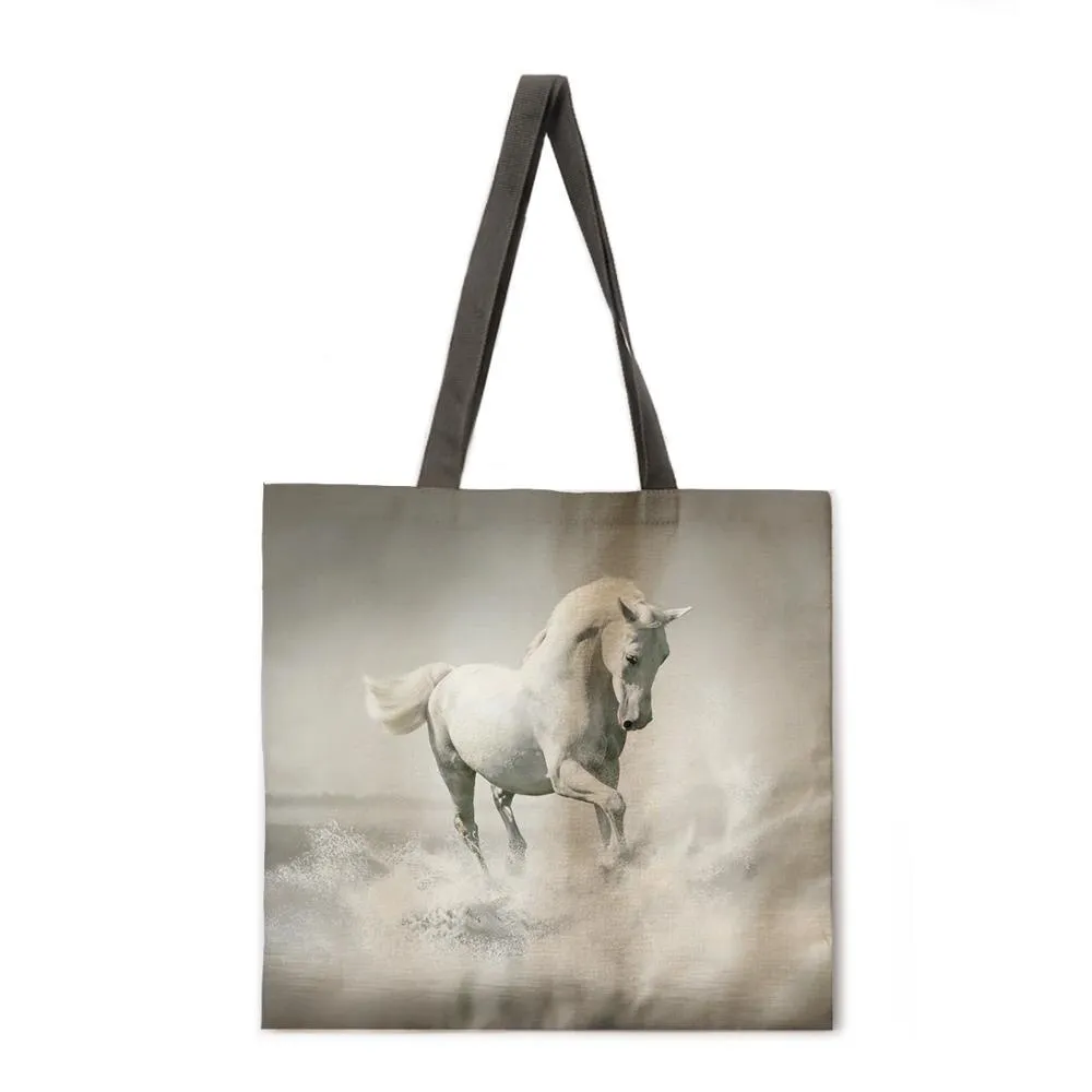 Ladies Shoulder Bags Mercedes-Benz Steeds Tote Bags Foldable Shopping Bags Reusable Beach Bags Flax Tote Bags Casual Tote Bags