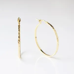 Large Diamond Cut Slim Hoop Earrings