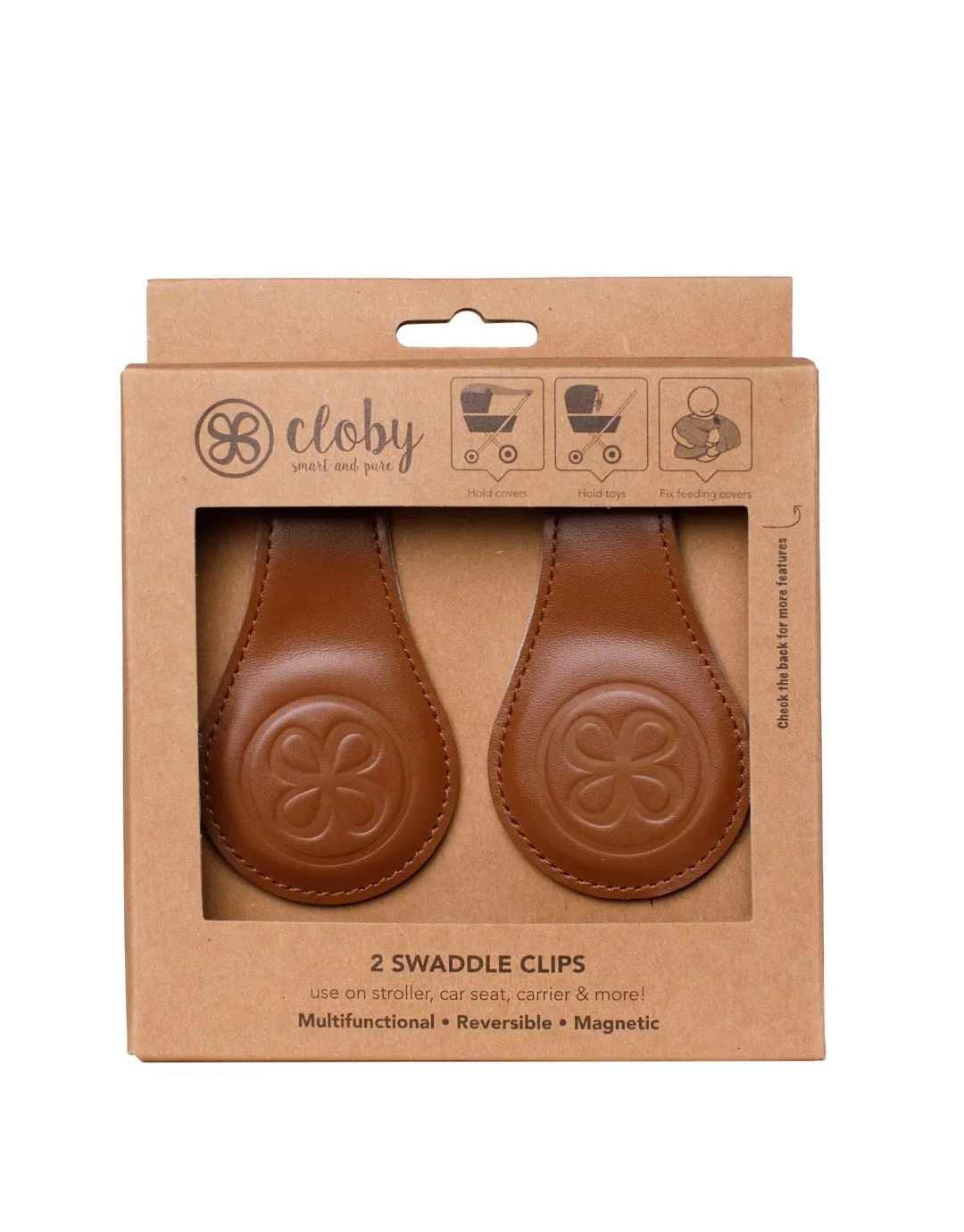 Leather Swaddle Magnetic Clips Brown