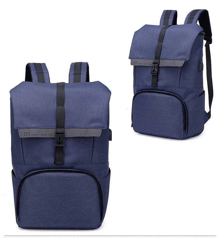 Multi-Functions D3 Backpack With Usb Charging Ports Blue Bags