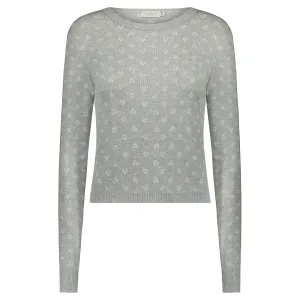 NELL CROP SLOUCHY Heather Grey HEARTS POINTELLE -NEW
