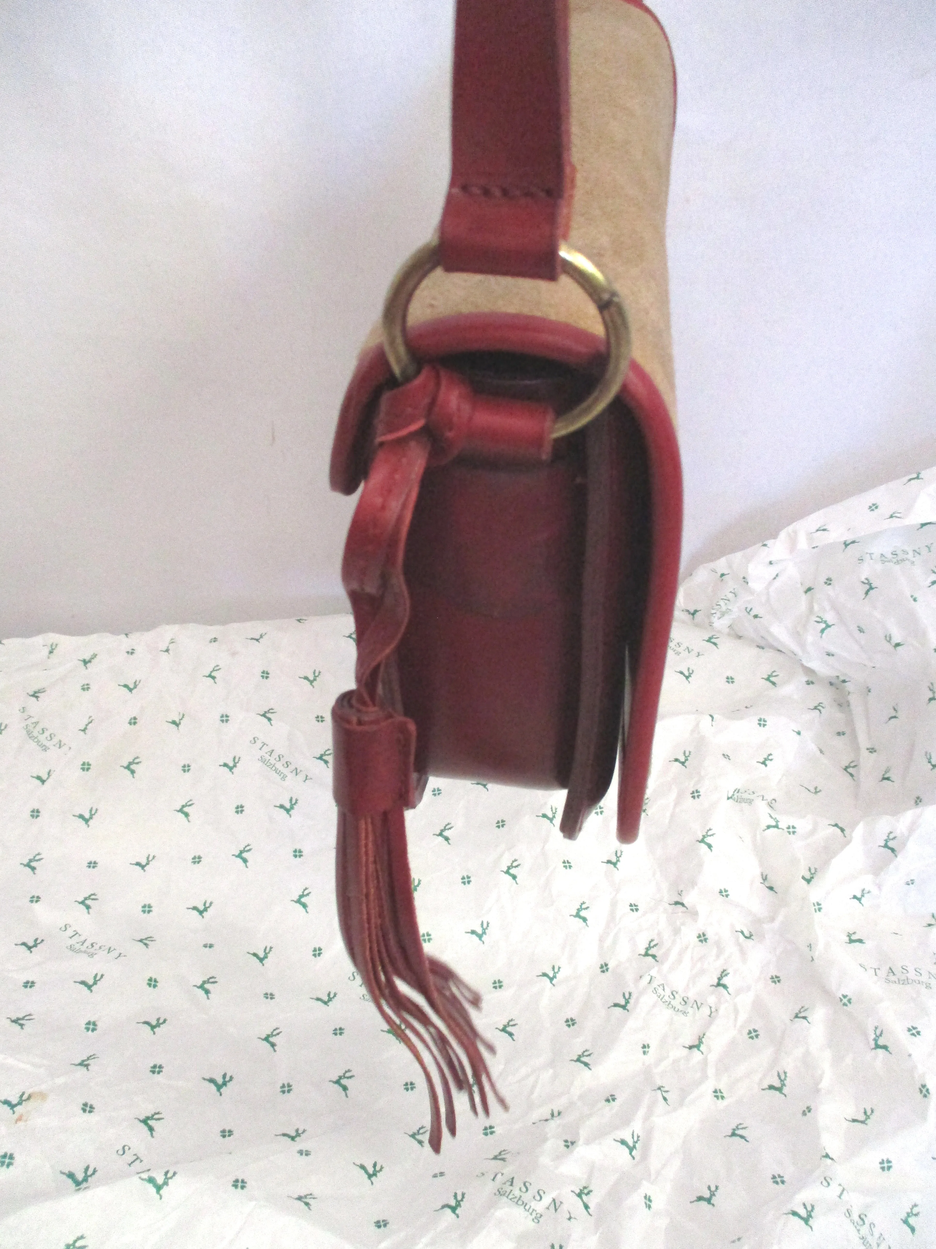 NEW TOPFER Leather Crossbody Bag BUCK BROWN Purse Box Flap SALZBURG