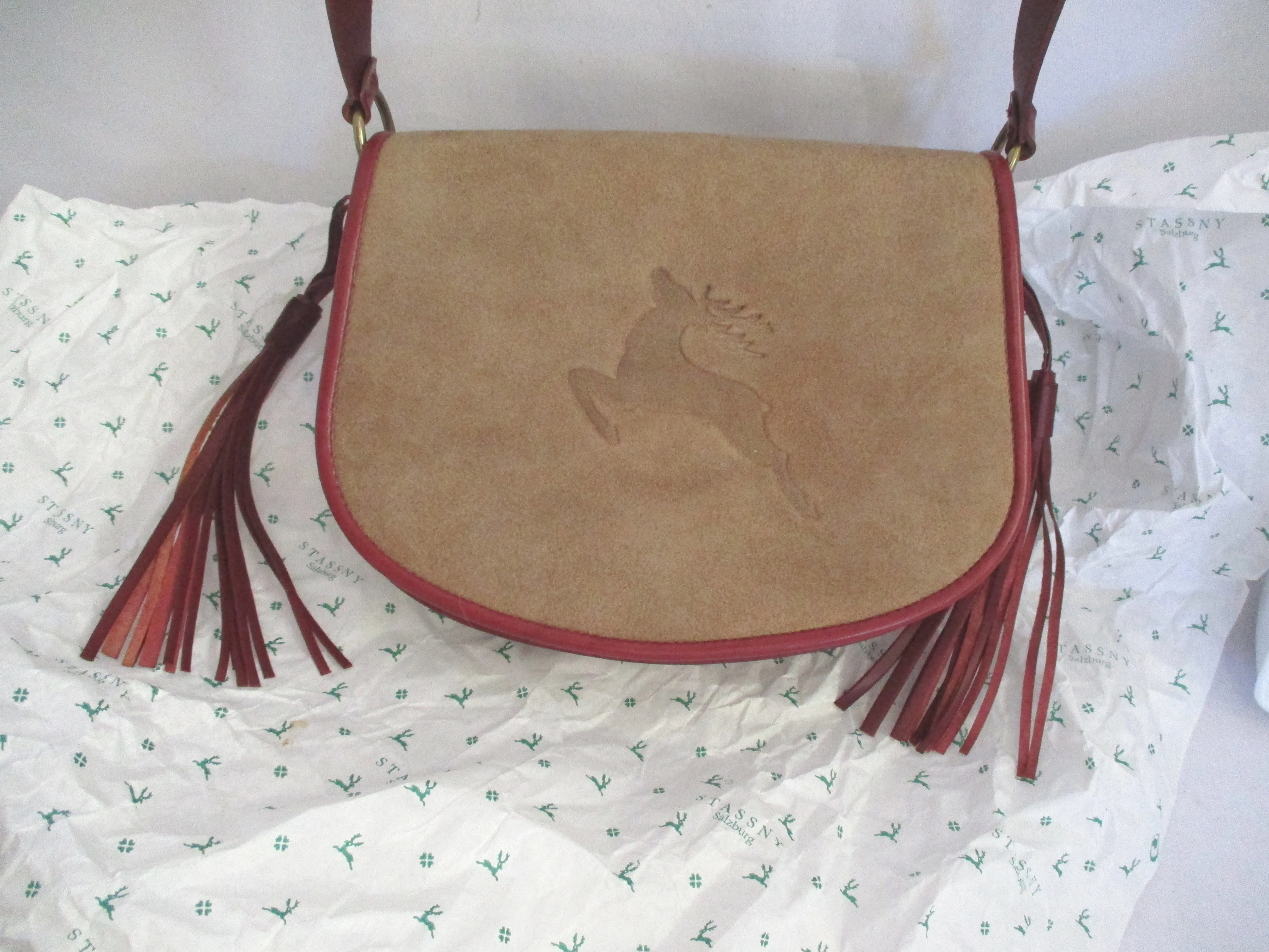 NEW TOPFER Leather Crossbody Bag BUCK BROWN Purse Box Flap SALZBURG