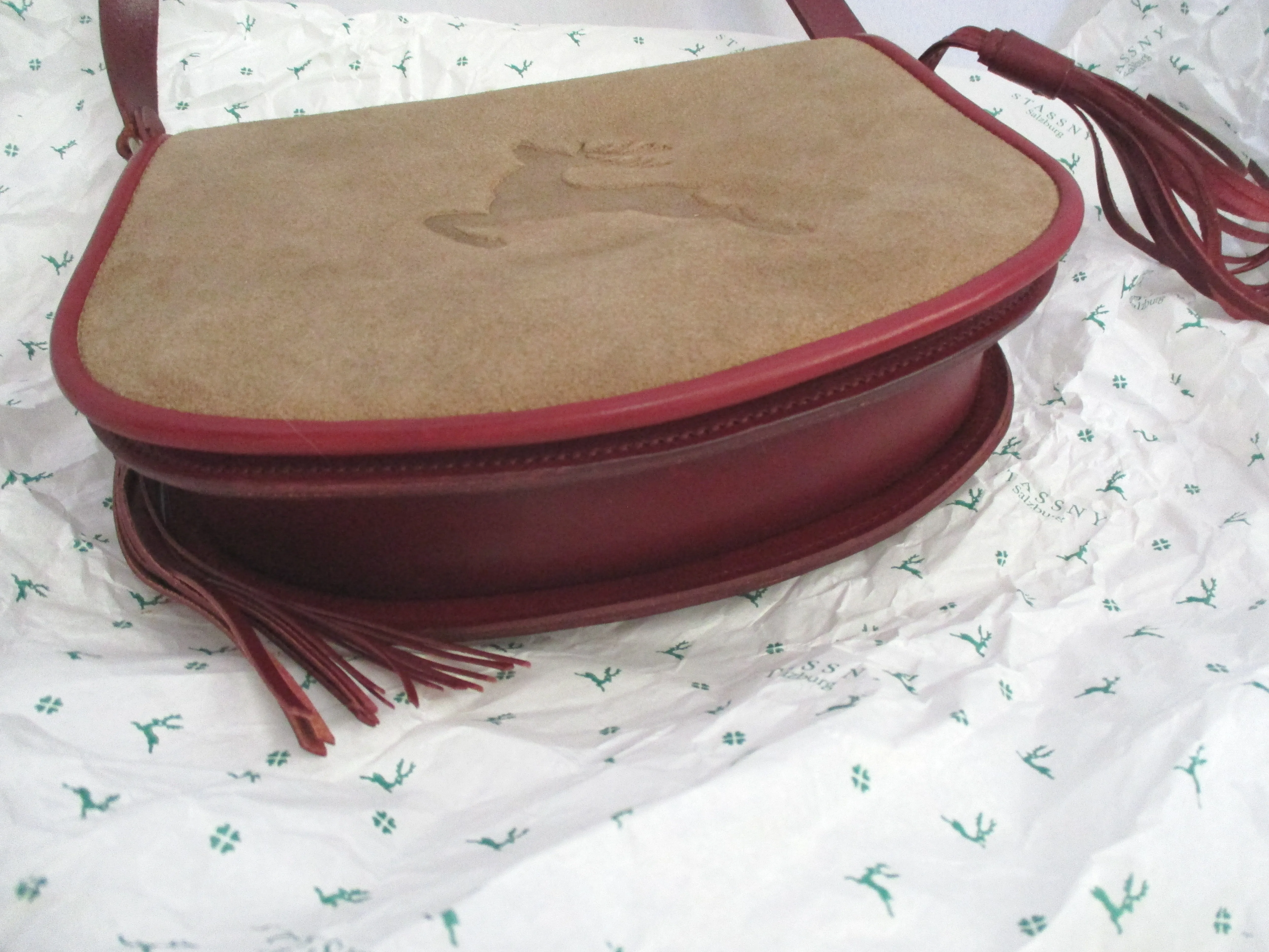 NEW TOPFER Leather Crossbody Bag BUCK BROWN Purse Box Flap SALZBURG
