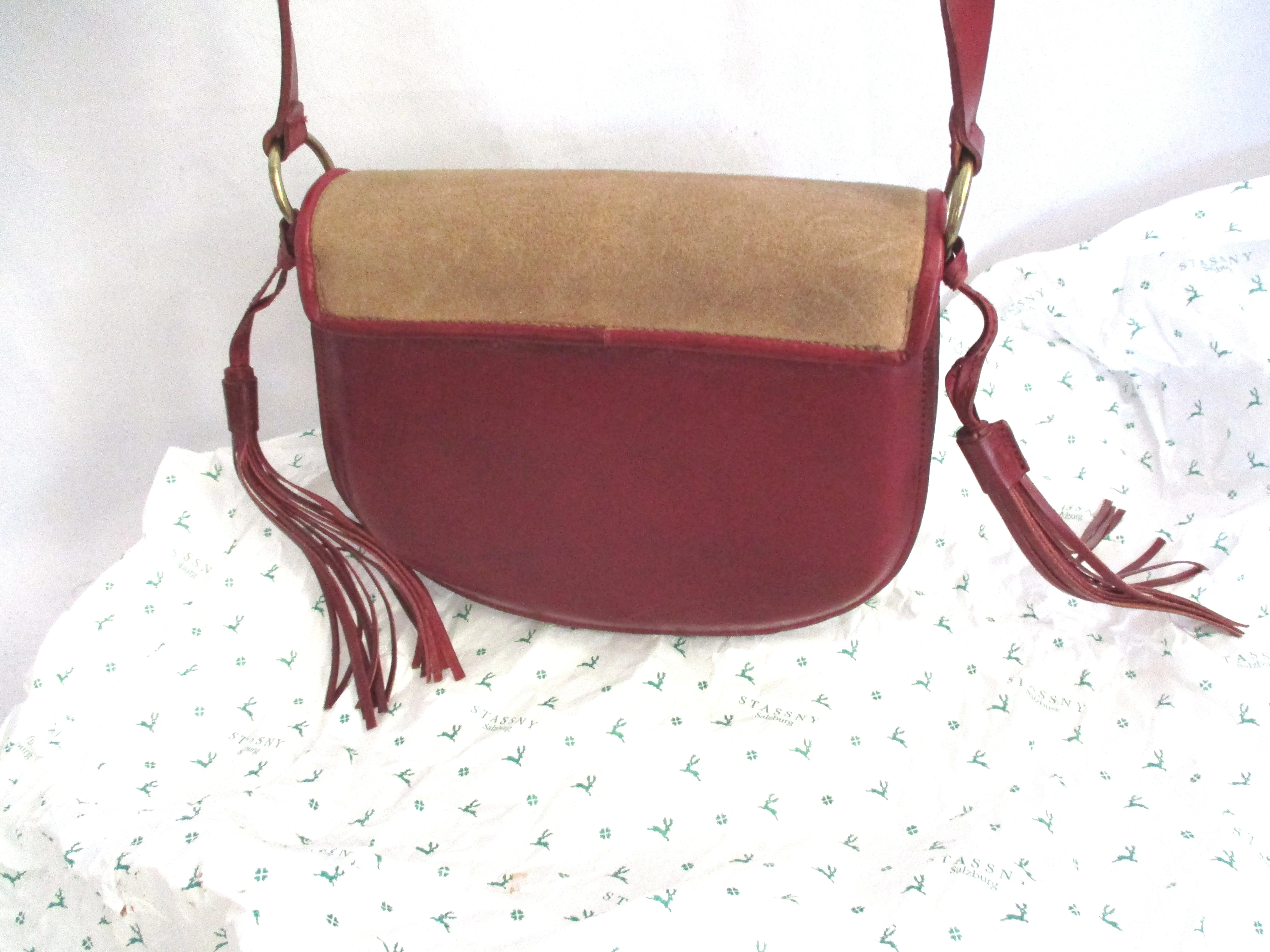 NEW TOPFER Leather Crossbody Bag BUCK BROWN Purse Box Flap SALZBURG