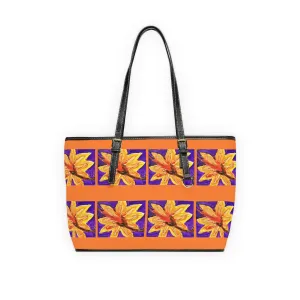 Orange Flower PU Leather Shoulder Bag