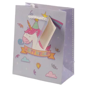 Pack of 6 - Rainbow Unicorn Design Gift Party Bags 14 x 6 x 11cm (Pk6)