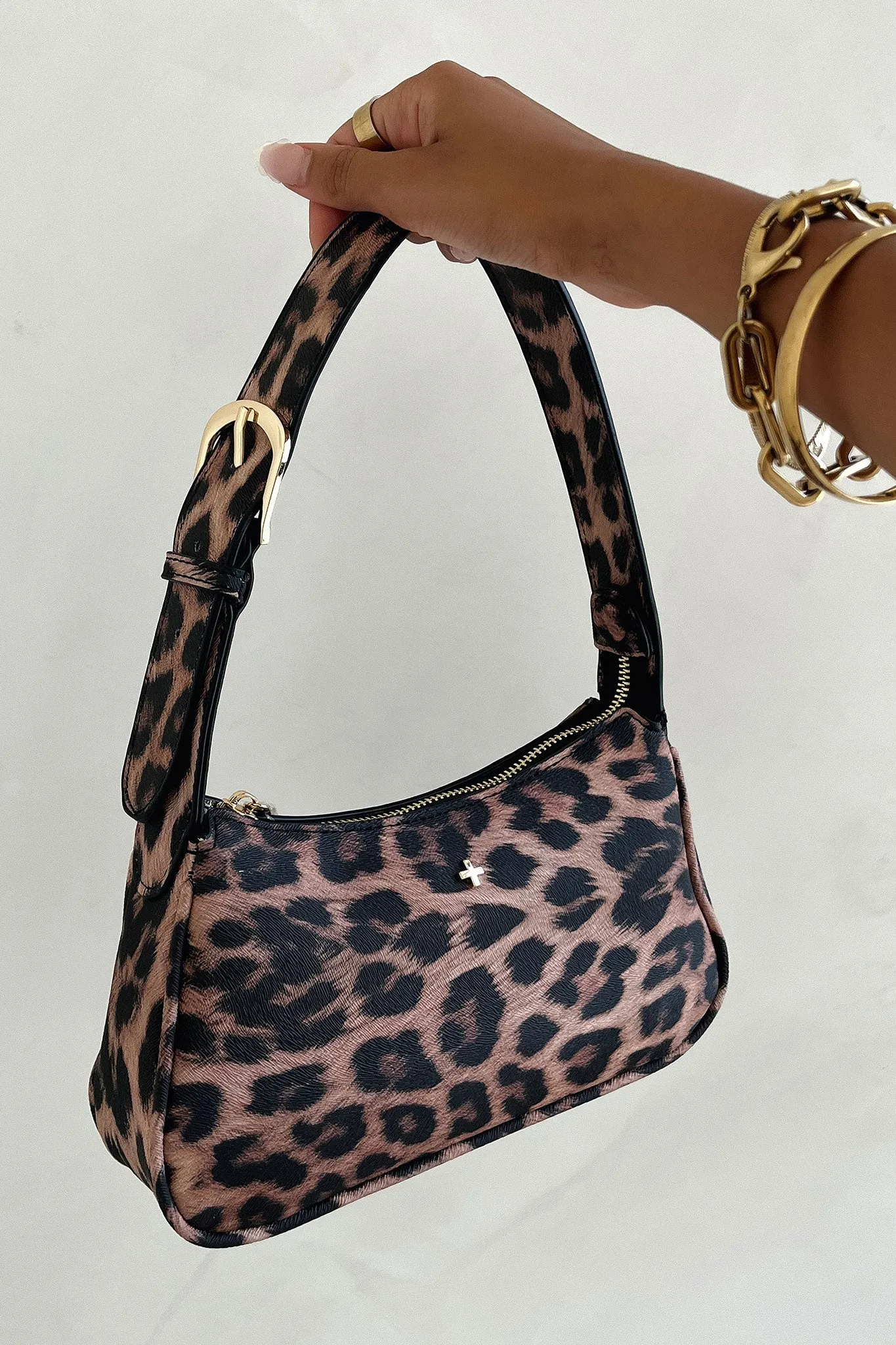 Peta   Jain Gabi Small Shoulder Bag - Leopard/Gold