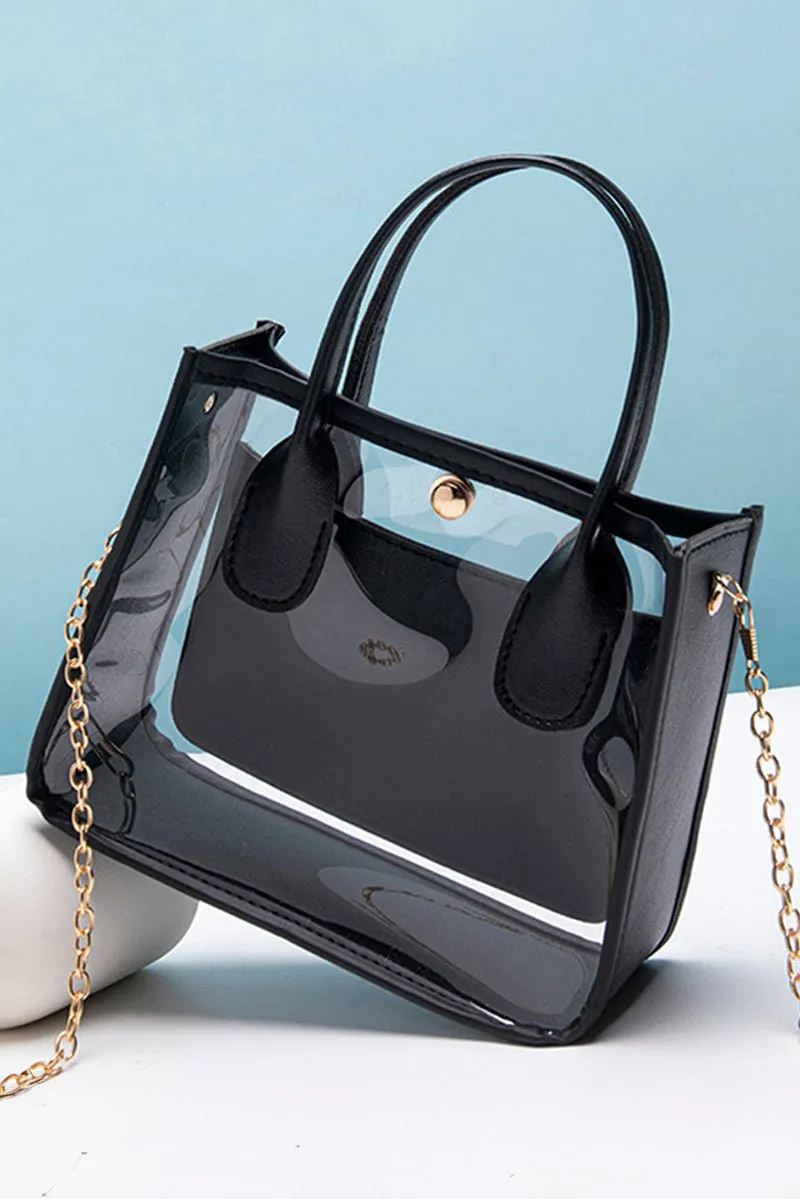 PREORDER! ETA 3/01 Becca Black Trim Clear Bag **SHIPPING EXPECTED TO BEGIN ON DATE 3/01**