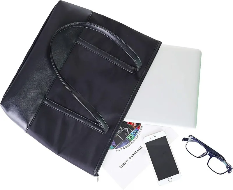 QH-Shop Tote Bag, Beach Bag Splash Water Proof Nylon PU Stitching Handbag Large Capacity Women Girls Shoulder Bag for School Work Travel Shopping Black