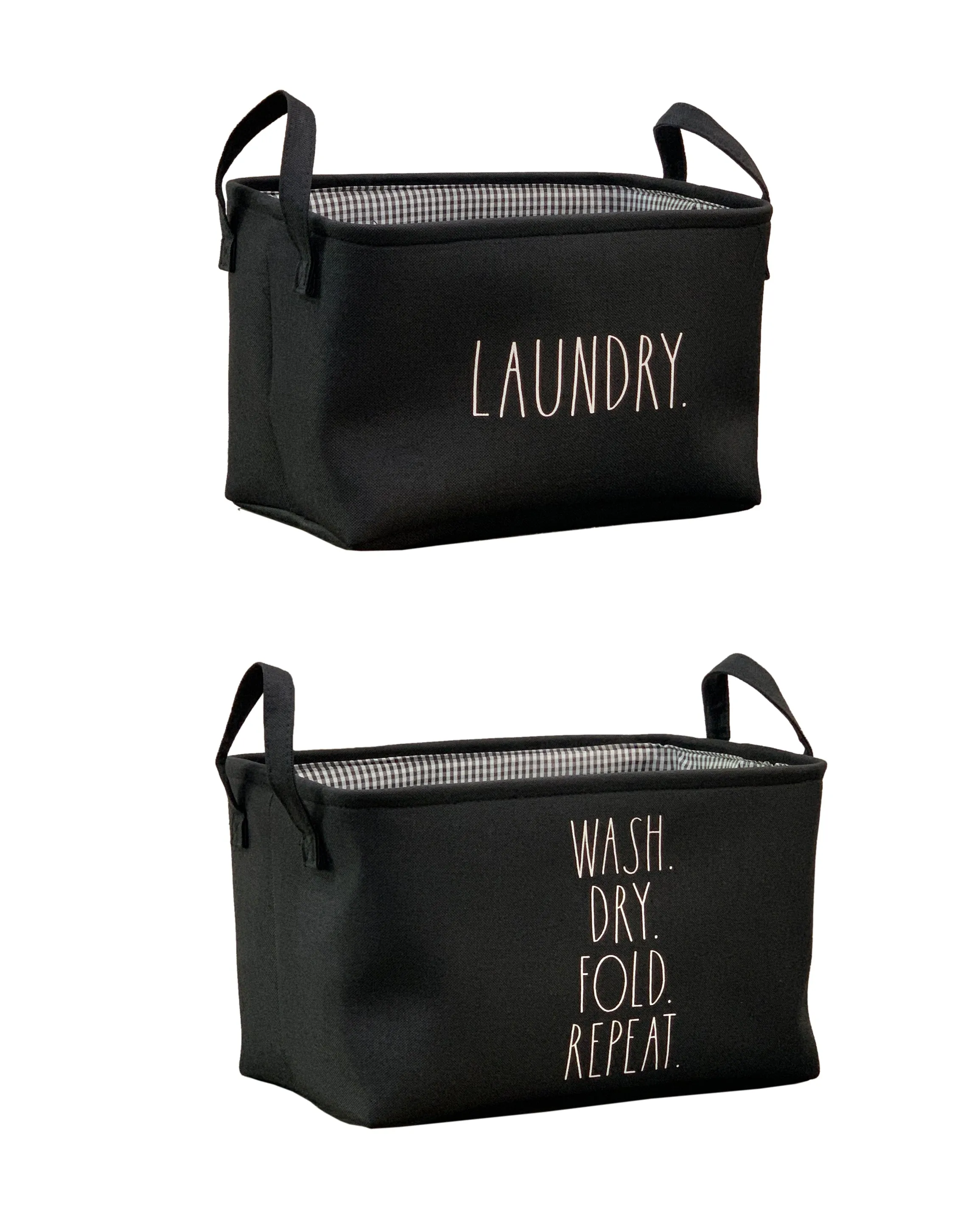 Rae Dunn “Laundry” Set of 2 Black Small Laundry Tote Bags