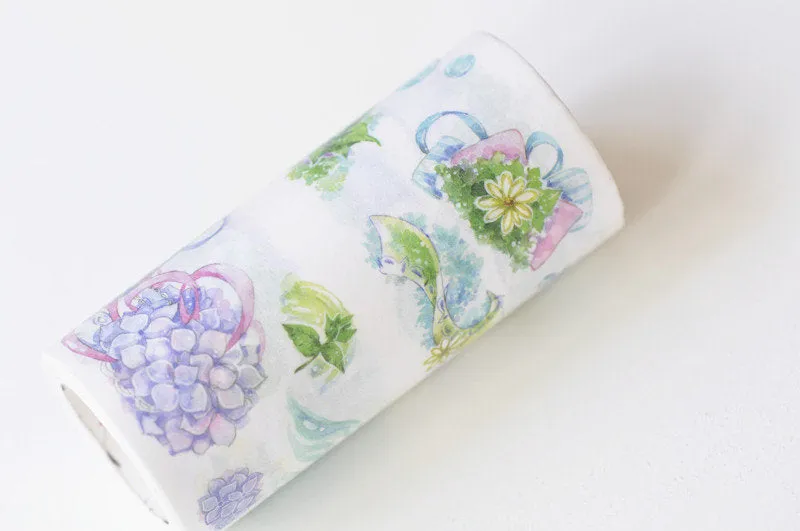 Retro Wide Washi Tape Flower Lined Washi Tape 80mm x 3M A13147