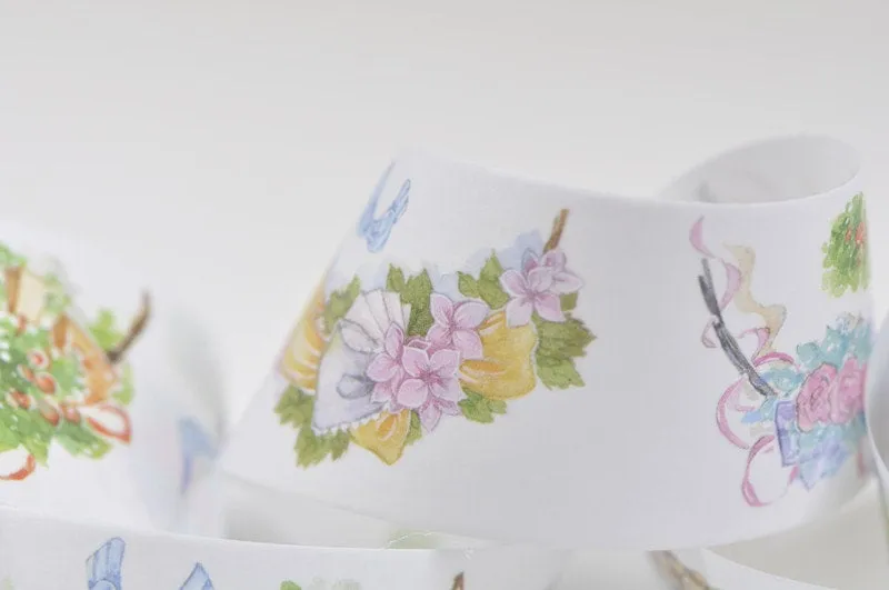 Retro Wide Washi Tape Flower Masking Tape 40mm Wide x 3M Long A10679