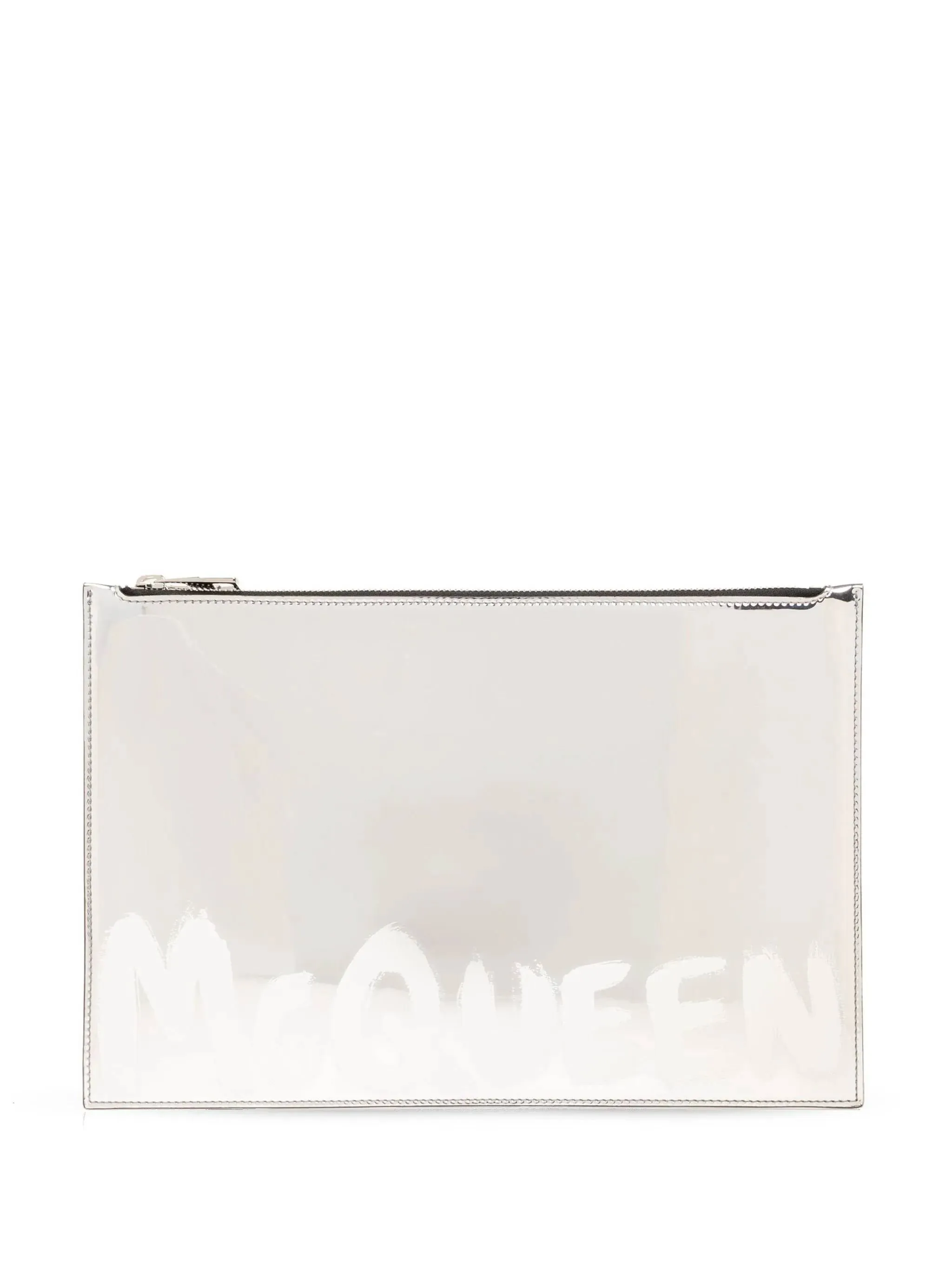 Silver Metallic Logo Print Bag