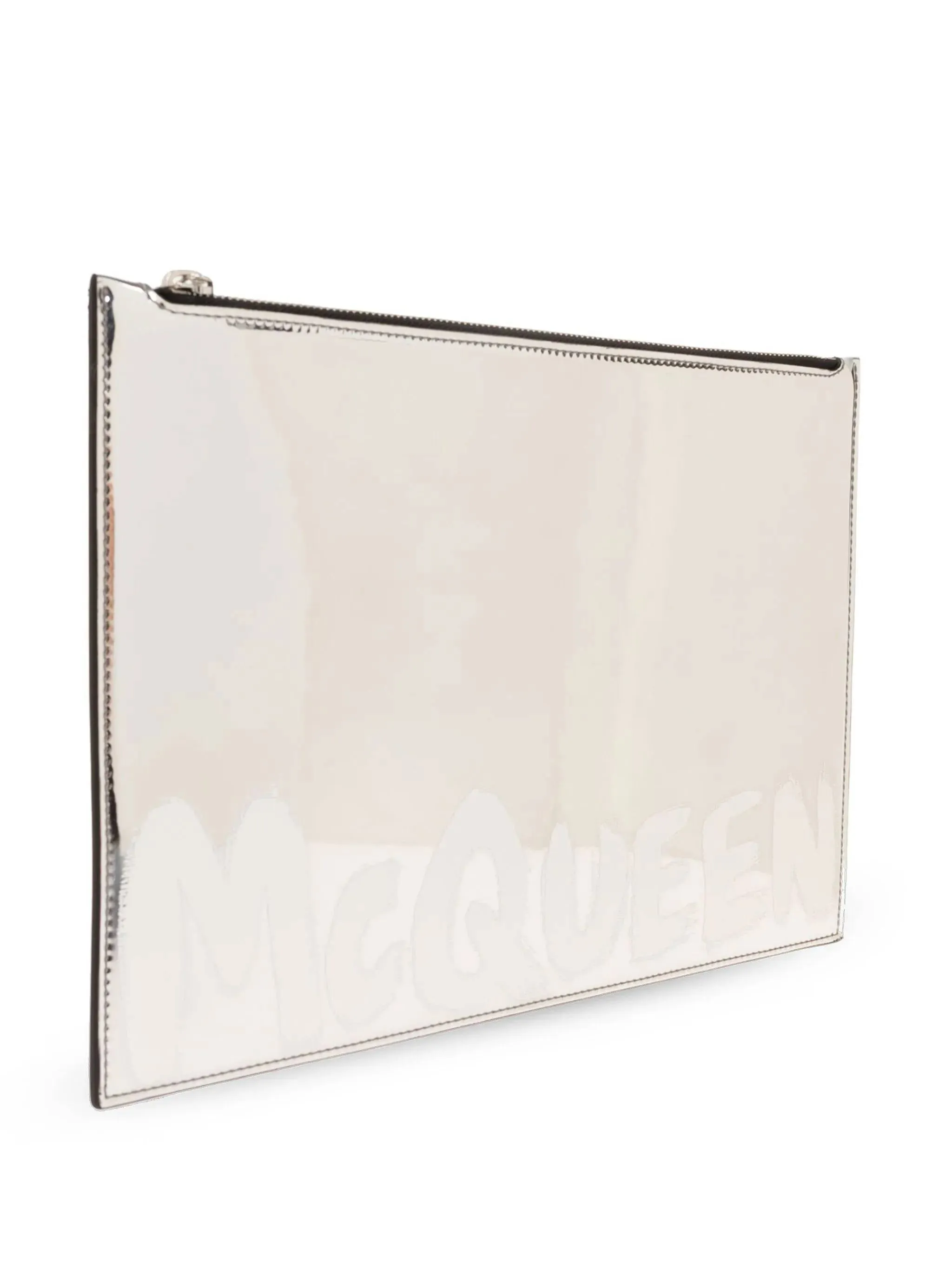 Silver Metallic Logo Print Bag