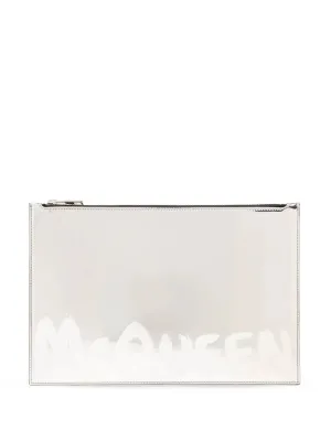 Silver Metallic Logo Print Bag
