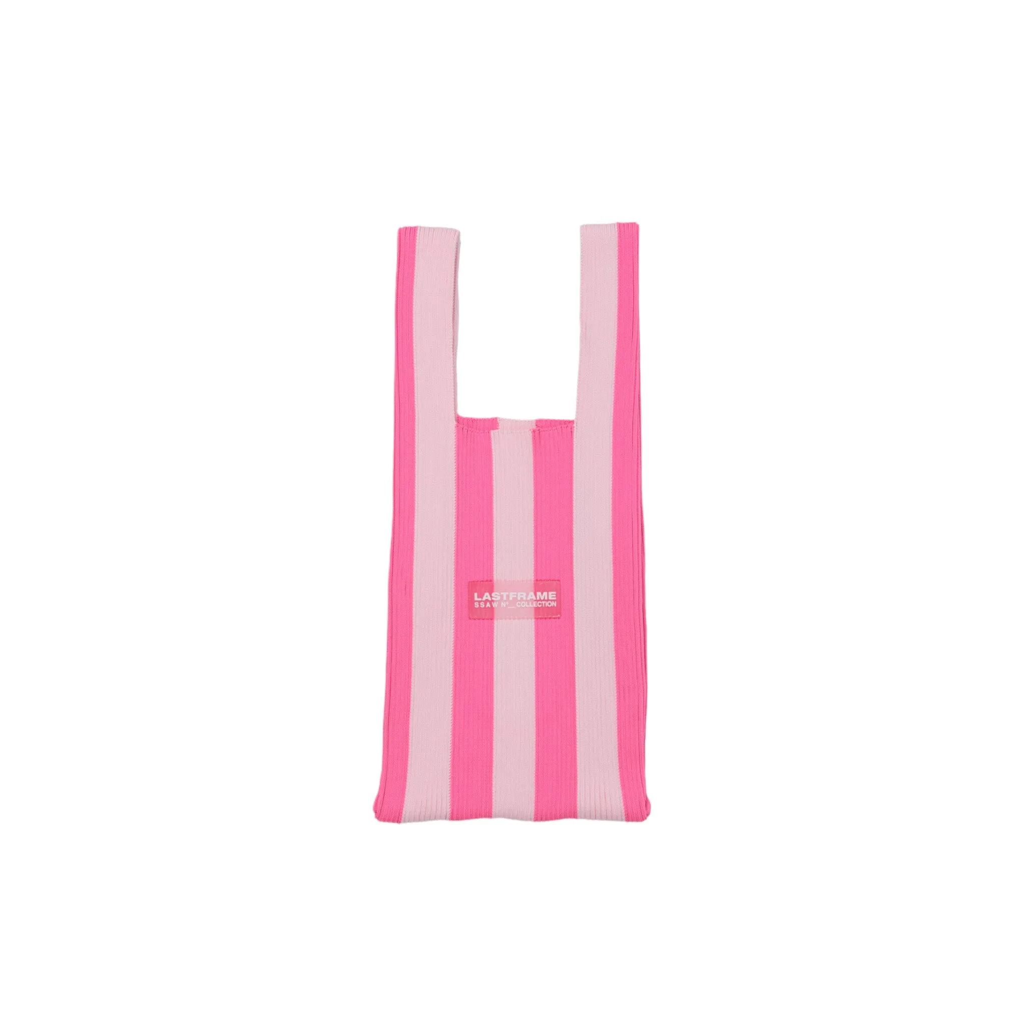 STRIPE MARKET BAG SMALL / NEON PINKxLIGHT PINK