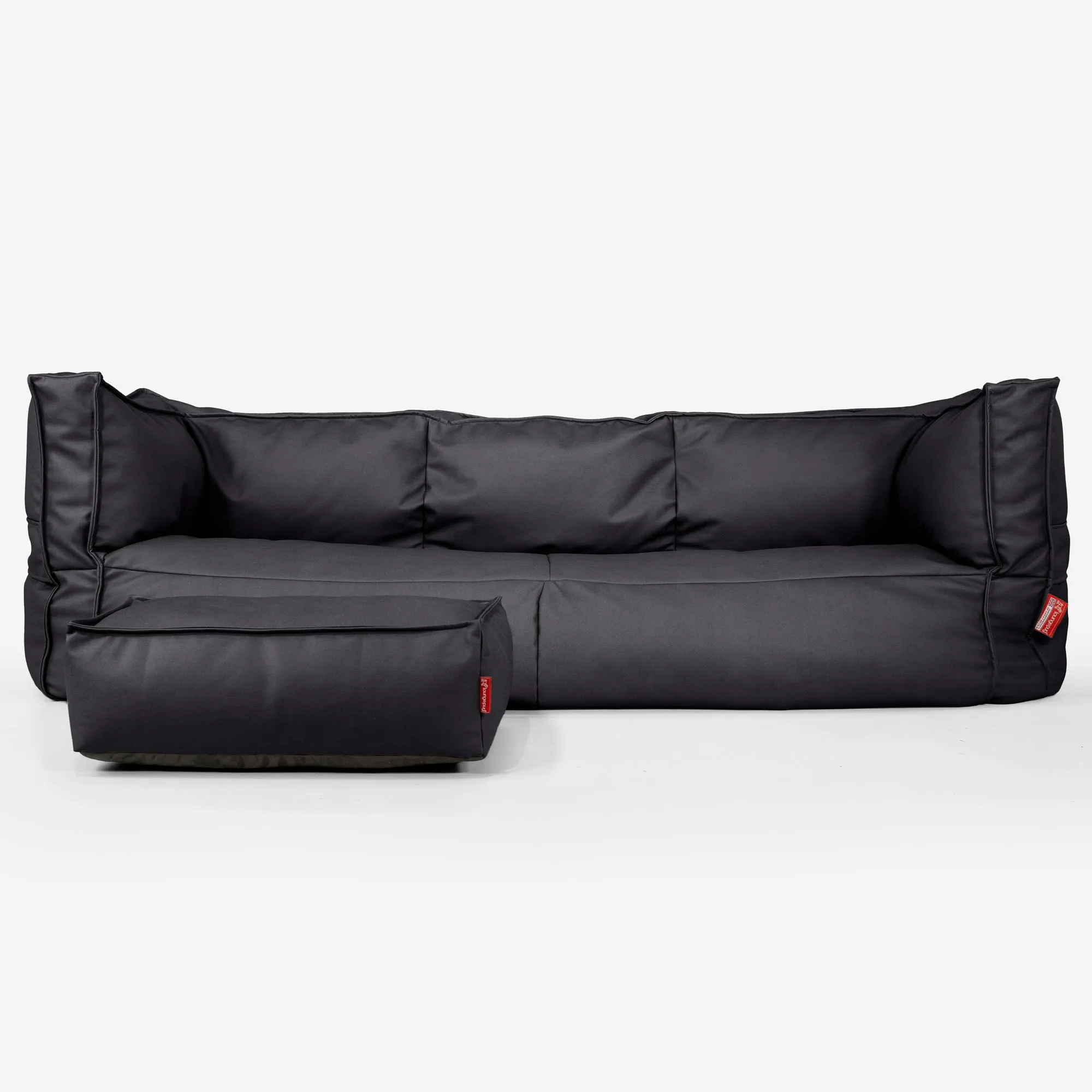 The 3 Seater Albert Sofa Bean Bag - Vegan Leather Black