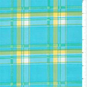 Turquoise Plaid Oilcloth Roll Fabric