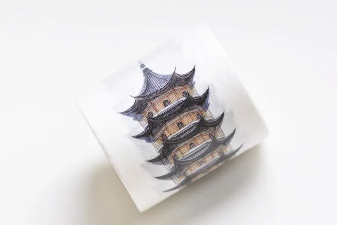Vintage House Washi Tape Wide Tower Masking Tape Scrapbooking Supply 40mm wide x 3M Roll A12188