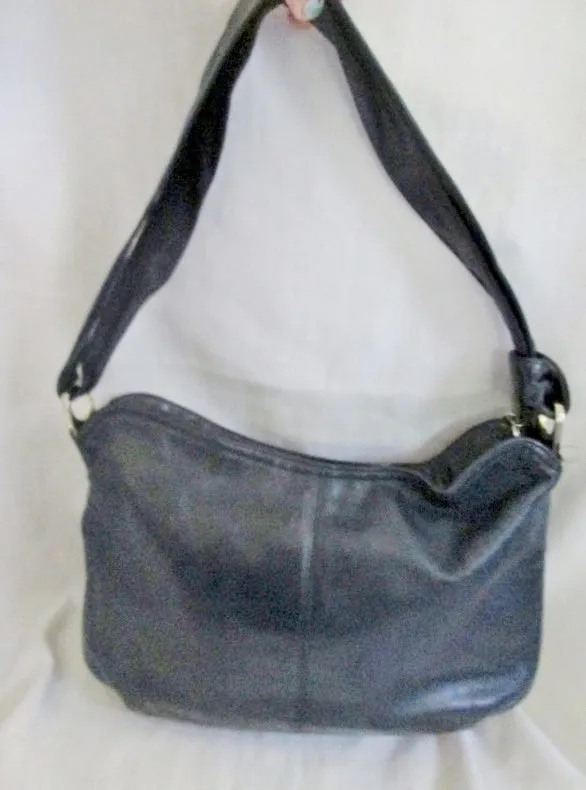 Vintage MM MORRIS MOSKOVITZ Genuine Leather Shoulder Bag Satchel NAVY BLUE