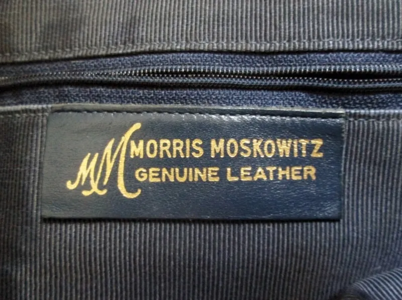 Vintage MM MORRIS MOSKOVITZ Genuine Leather Shoulder Bag Satchel NAVY BLUE
